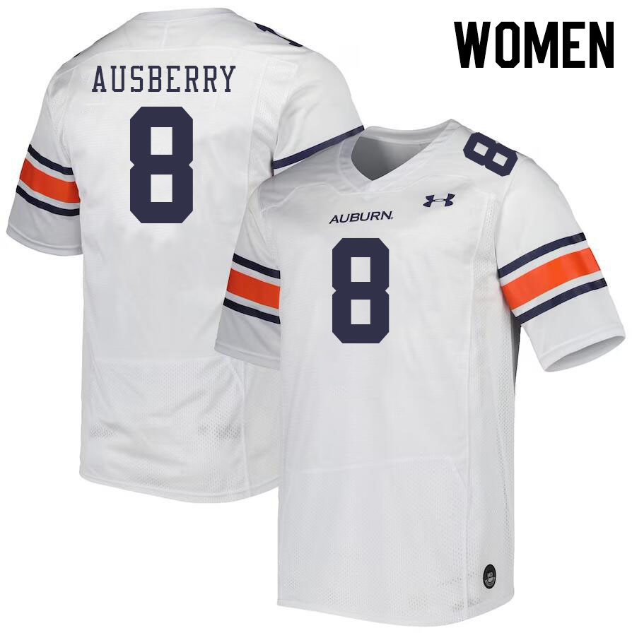 Women #8 Austin Ausberry Auburn Tigers College Football Jerseys Stitched-White - Click Image to Close